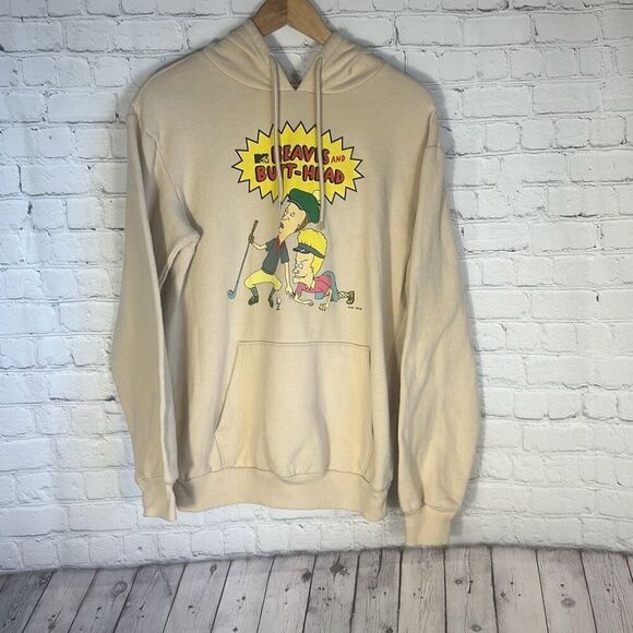 Vintage Logo Fleece Hoodie Sweatshirt Unisex Beavis and Butt-head Retro Novelty - Picture 1 of 8